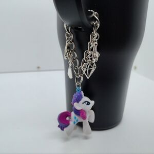 Rarity My Little Pony Tumbler Charm Silver Handmade Water Bottle Stanley Cup